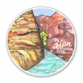 Sticker Zion National Park Utah Watercolor (Devant)
