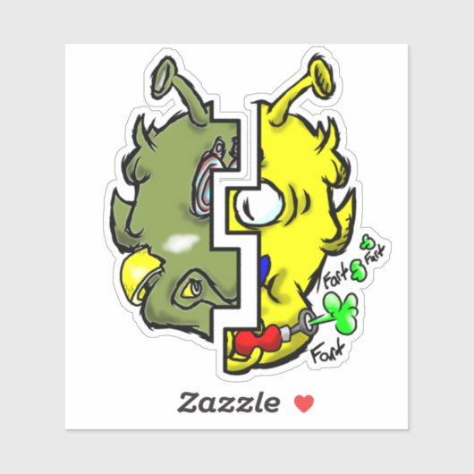 Sticker Zippy Trippy Alien Dazs 2 Face Yello/Gre (Feuille)