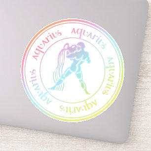 Sticker Zodiac : Aquarius Joli Sceau Arc-en-ciel