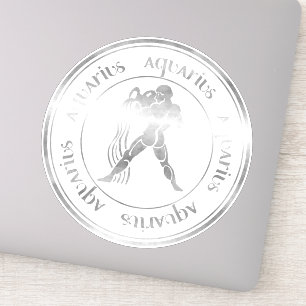 Sticker Zodiac : Aquarius Silver Foil (Look) Seal