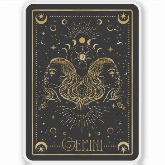 Sticker Zodiac Gemini Astrologique Noir & Or (Devant)