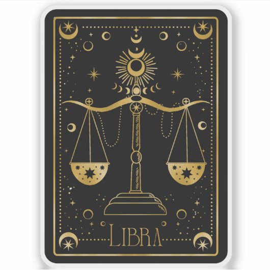 Sticker Zodiac Libra Astrological Black & White (Devant)