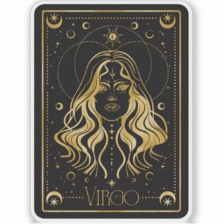 Sticker Zodiac Virgo Astrological Black & Gold