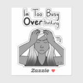 Sticker Zodiac Virgo "Je suis trop occupé à trop réfléchir (Feuille)