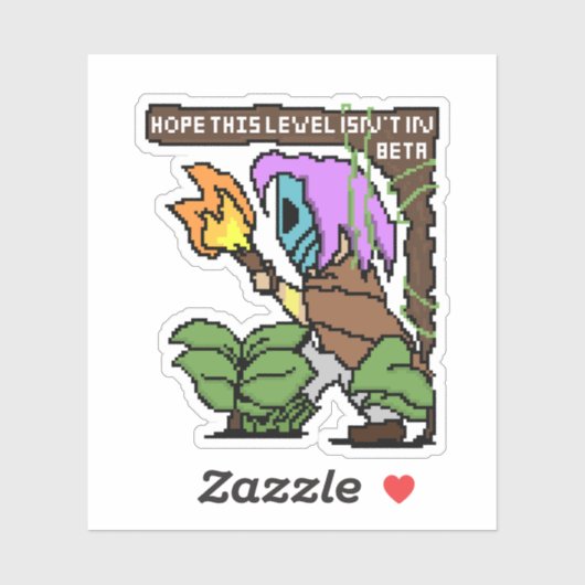 Sticker Zoe Pixel Sign – “Niveau bêta ?” (Feuille)