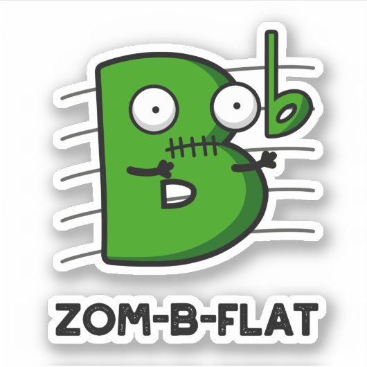 Sticker Zom-B-Flat Drôle Halloween Zombie Musique Pun (Devant)