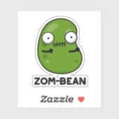 Sticker Zom-bean Drôle Halloween Zombie Bean Pun (Feuille)
