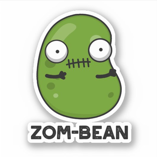 Sticker Zom-bean Drôle Halloween Zombie Bean Pun (Devant)