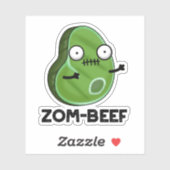 Sticker Zom-beef drôle Halloween Zombie Pun de viande Zomb (Feuille)