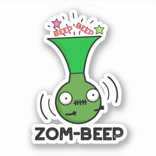 Sticker Zom-beep Drôle Halloween Zombie Honker Pun (Devant)