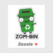 Sticker Zom-bin Funny Halloween Zombie Trash Bin Pun (Feuille)