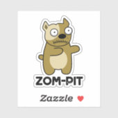 Sticker Zom-pit Funny Halloween Zombie Pit Bull Pun (Feuille)