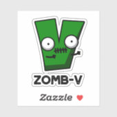 Sticker Zomb-V Drôle Halloween Zombie Alphabet V Pun (Feuille)