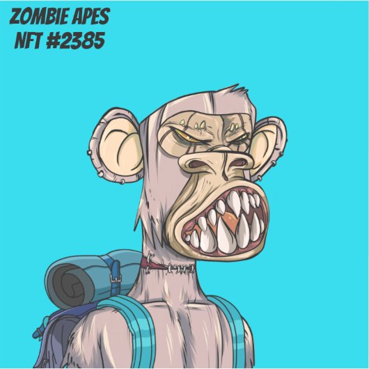 Sticker Zombie Ape Back To School NFT #2385 (Devant)