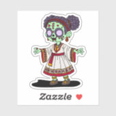 Sticker Zombie éthiopienne mignonne (Feuille)