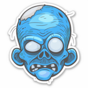 Sticker Zombie Head Illustration Art
