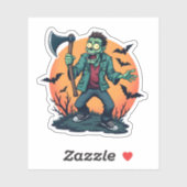 Sticker Zombie Holding Ax Halloween Conception Déplaisante (Feuille)