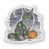Sticker Zombie Maine Coon - Chat d'Halloween Éffrayant (Devant)