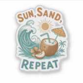 sticker "Zon, Zand, Herhaal" (Voorkant)