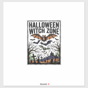 Sticker Zone de sorcière d'Halloween Dessin de chauves-sou