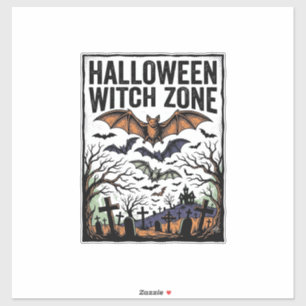 Sticker Zone de sorcière d'Halloween Dessin de chauves-sou
