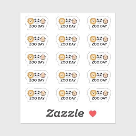 Sticker Zoo Day Rappel mignon Animaux sauvages Visitez le  (Feuille)