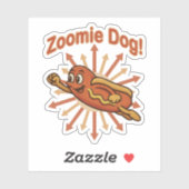 Sticker Zoomie Chien volant Hot Dog Cartoon - Fun Retro (Feuille)