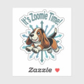 Sticker Zoomie Time Basset Hound (Feuille)