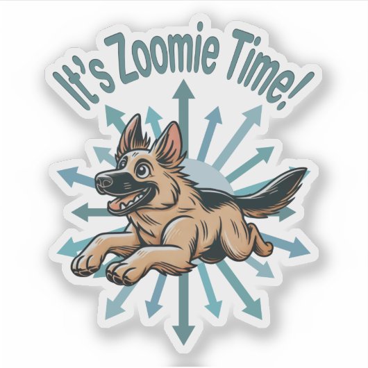 Sticker Zoomie Time German Shepherd (Devant)