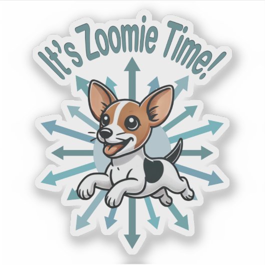 Sticker Zoomie Time Rat Terrier (Devant)