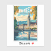 Sticker Zurich Suisse Travel Art Vintage (Feuille)