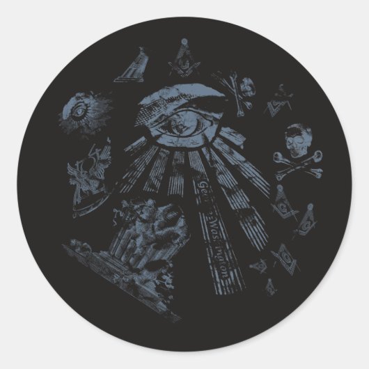 Sticker Zwart Masonic Fantasy Blauw (Voorkant)