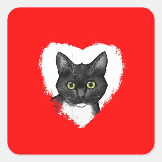 Sticker zwarte en witte Valentijn (Voorkant)