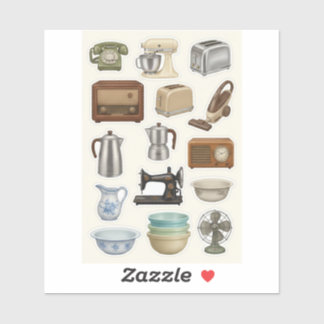 Stickerblad met vintage klassieke huishoudelijke a sticker