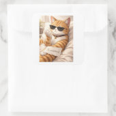 StickerFAFO – So Unbothered Cat Vierkante Sticker (Tas)