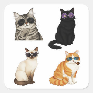 stickerpak met grappige kattenmemes vierkante sticker