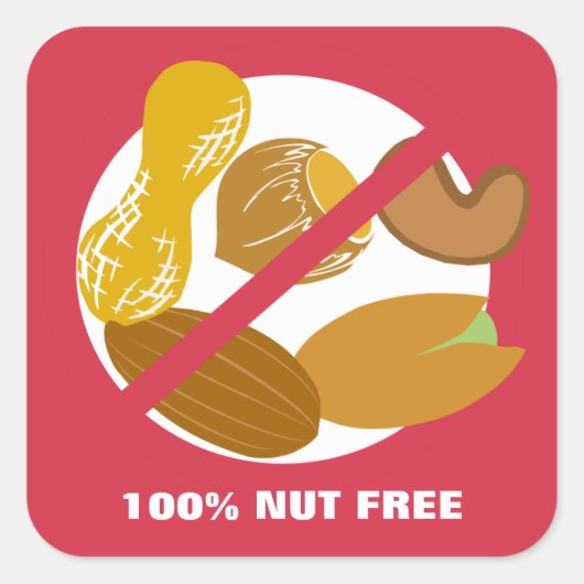 Stickers 100% Nut Free Food Allergy Alert (Devant)