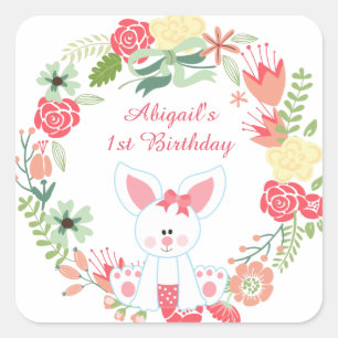Stickers 1er Anniversaire Bunny et Wreath