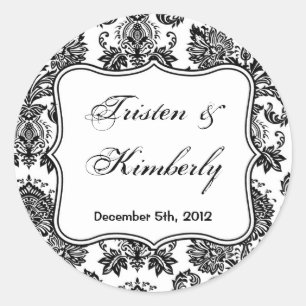 Stickers 20 - 1,5 po Favor Black White Damask Lace