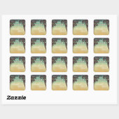 Stickers 20 Mercis Plage Coucher de soleil Palm Ar (Feuille)