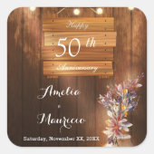 Stickers 50e anniversaire Mariage en bois clair (Devant)