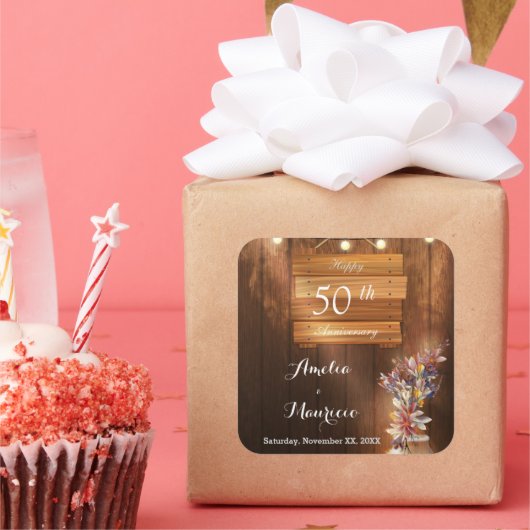 Stickers 50e anniversaire Mariage en bois clair (Fête)