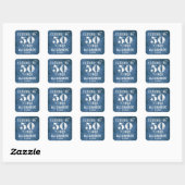 Stickers 50th Birthday Blue Linen Merci Favor (Feuille)