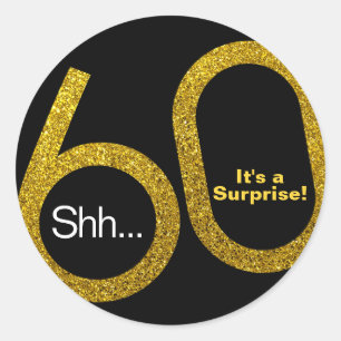 Stickers 60e Parties scintillant surprise en or