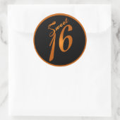 Stickers 6 - 3" Favor Sweet 16 Orange Noir (Sac)