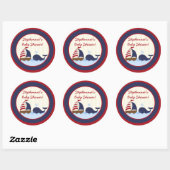 Stickers 6- 3" Favoriser Ahoy Nautical Whale Boat (Feuille)