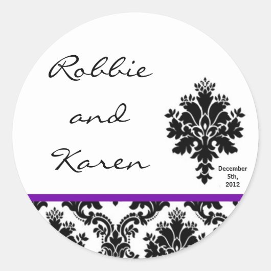 Stickers 6 - 3" Favoriser Black Purple Damask Lace (Devant)