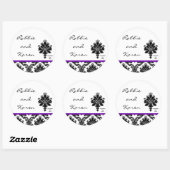 Stickers 6 - 3" Favoriser Black Purple Damask Lace (Feuille)