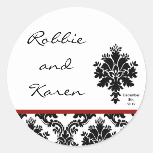 Stickers 6 - 3" Favoriser Black Red Damask Lace (Devant)