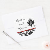 Stickers 6 - 3" Favoriser Black Red Damask Lace (Enveloppe)